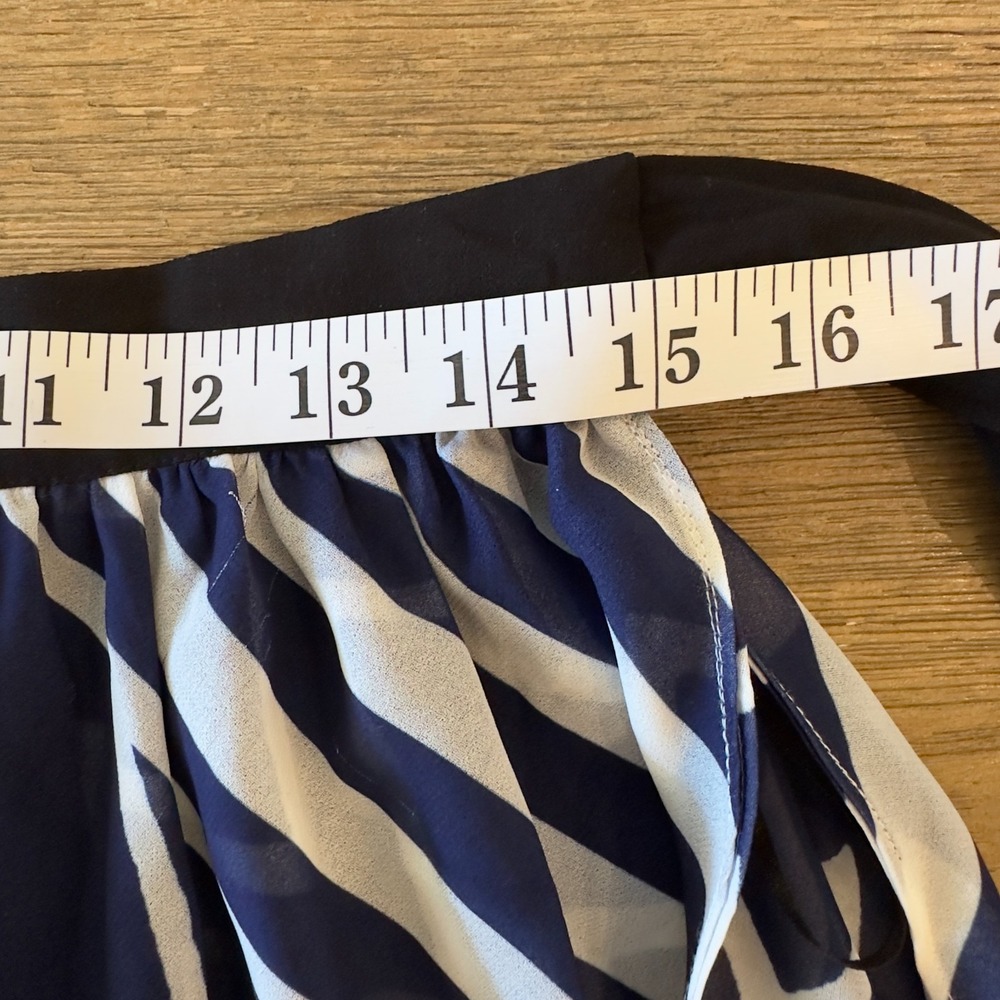 NEW Milly‎ Patchwork Chevron Swimsuit Cover-Up Midi Wrap Skirt-Blue/White-Size S - Picture 9 of 15